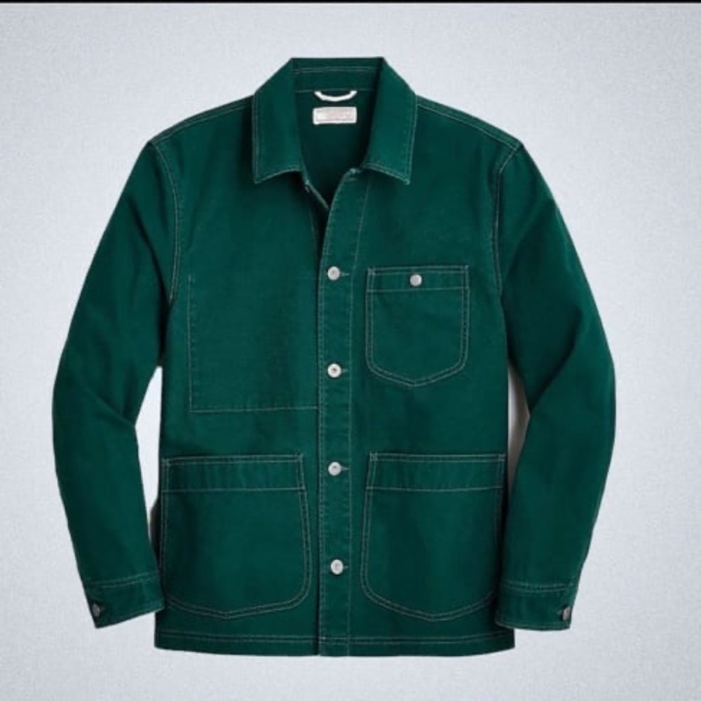 Wallace & Barnes Duck Canvas Utility Chore Jacket Green Mens medium J Crew Coat